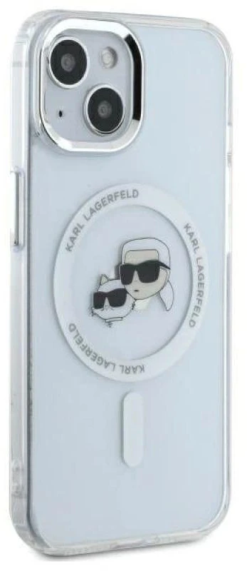 Karl Lagerfeld KLHMP14SHLSKCH Apple iPhone 14 6.1" dėklas telefonui baltos spalvos IML Metal Karl&Choupette Head MagSafe