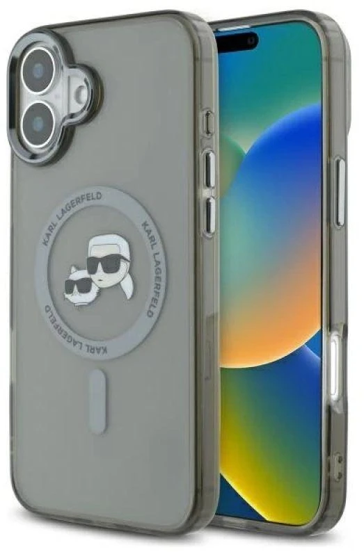 Karl Lagerfeld KLHMP16MHLSKCK Apple iPhone 16 Plus 6.7″ juodos spalvos kietas dėklas IML Metal Karl&Choupette Head