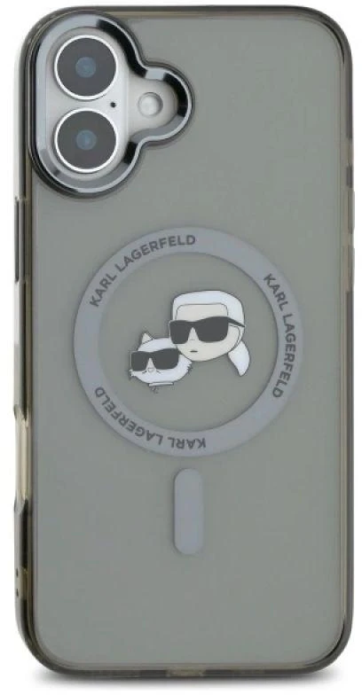 Karl Lagerfeld KLHMP16MHLSKCK Apple iPhone 16 Plus 6.7″ juodos spalvos kietas dėklas IML Metal Karl&Choupette Head