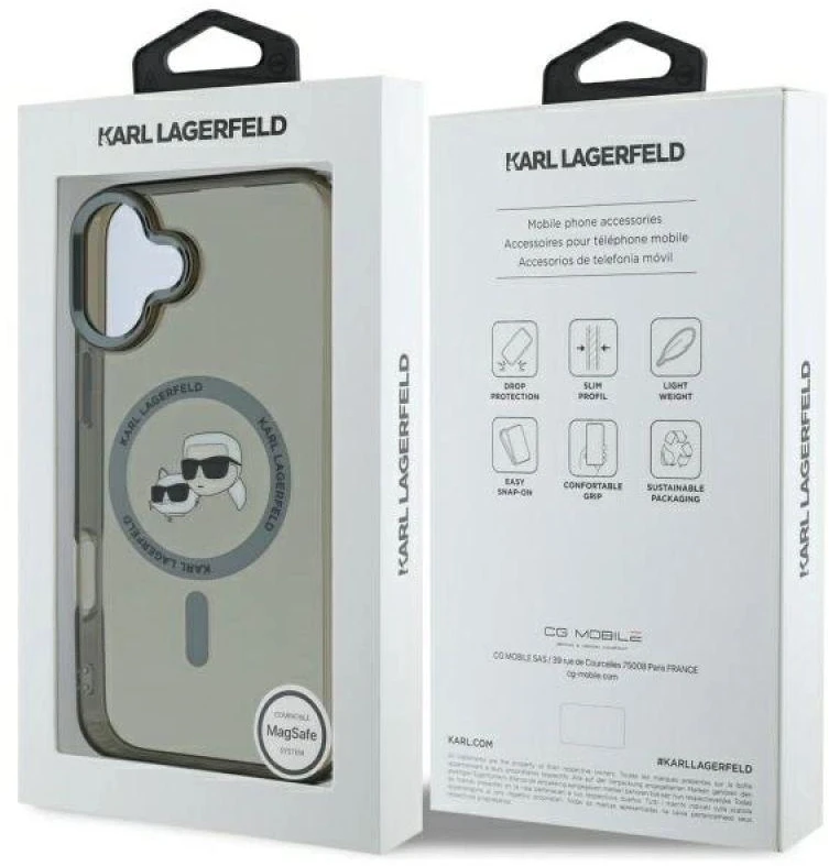Karl Lagerfeld KLHMP16MHLSKCK Apple iPhone 16 Plus 6.7″ juodos spalvos kietas dėklas IML Metal Karl&Choupette Head