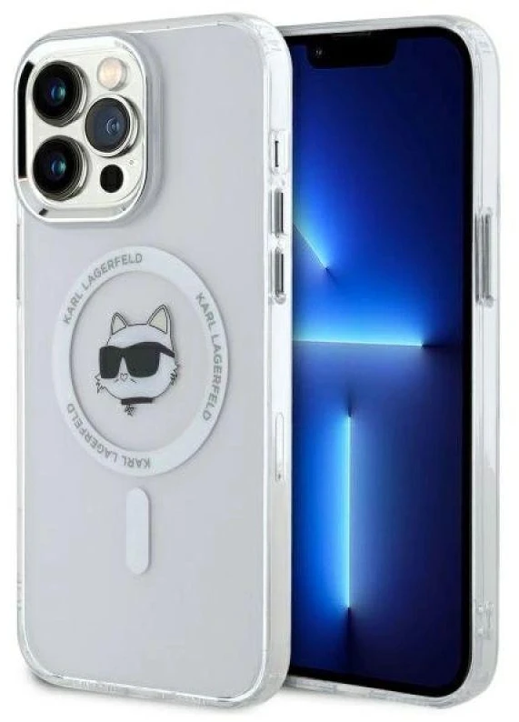 Karl Lagerfeld KLHMP14XHLSCHH Apple iPhone 14 Pro Max 6.7″ baltos spalvos kietas dėklas IML Metal Choupette Head