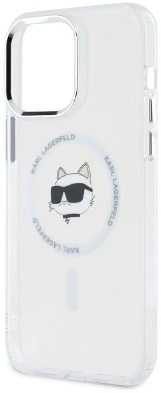 Karl Lagerfeld KLHMP14XHLSCHH Apple iPhone 14 Pro Max 6.7″ baltos spalvos kietas dėklas IML Metal Choupette Head