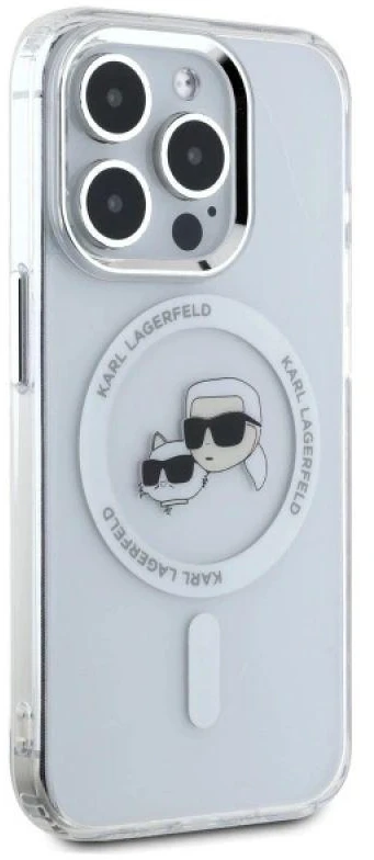 Karl Lagerfeld IML K&CH Heads Metal Frame MagSafe dėklas telefonui Apple iPhone 15 Pro skaidrus