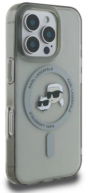 Karl Lagerfeld KLHMP16LHLSKCK Apple iPhone 16 Pro 6.3″ juodos spalvos kietas dėklas IML Metal Karl&Choupette Head