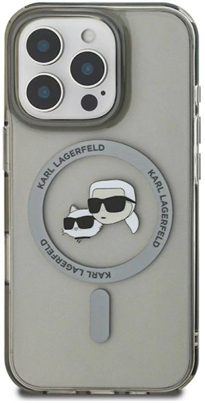 Karl Lagerfeld KLHMP16LHLSKCK Apple iPhone 16 Pro 6.3″ juodos spalvos kietas dėklas IML Metal Karl&Choupette Head