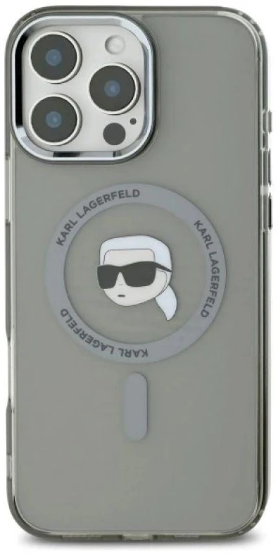 Karl Lagerfeld IML Metal Karl Head MagSafe Apple iPhone 16 Pro Max - dėklas telefonui juodos spalvos