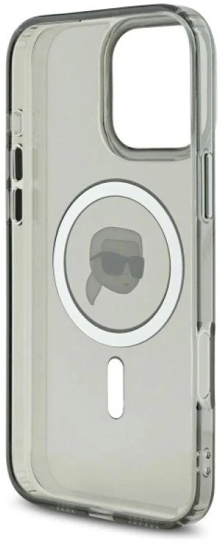 Karl Lagerfeld IML Metal Karl Head MagSafe Apple iPhone 16 Pro Max - dėklas telefonui juodos spalvos