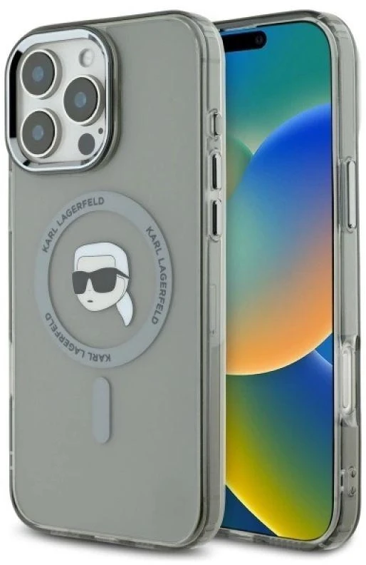Karl Lagerfeld IML Metal Karl Head MagSafe Apple iPhone 16 Pro Max - dėklas telefonui juodos spalvos