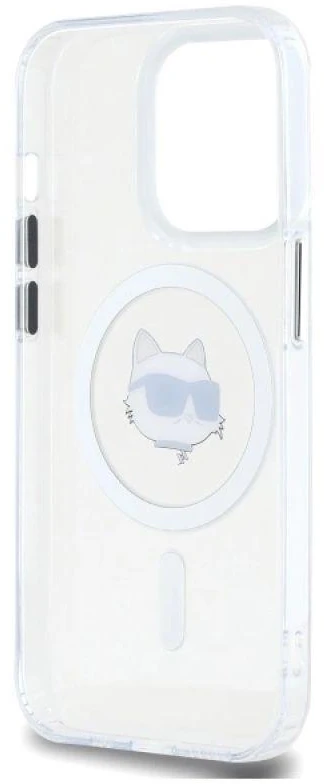 Karl Lagerfeld KLHMP13LHLSCHH Apple iPhone 13 Pro 6.1″ baltos spalvos kietas dėklas IML Metal Choupette Head MagS