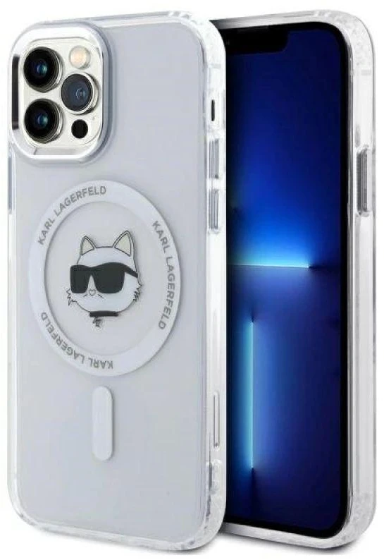 Karl Lagerfeld KLHMP12MHLSCHH Apple iPhone 12 / 12 Pro 6.1″ baltos spalvos kietas dėklas IML Metal Choupette Head