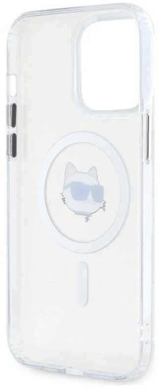 Karl Lagerfeld KLHMP13XHLSCHH Apple iPhone 13 Pro Max 6.7″ baltos spalvos kietas dėklas IML Metal Choupette Head