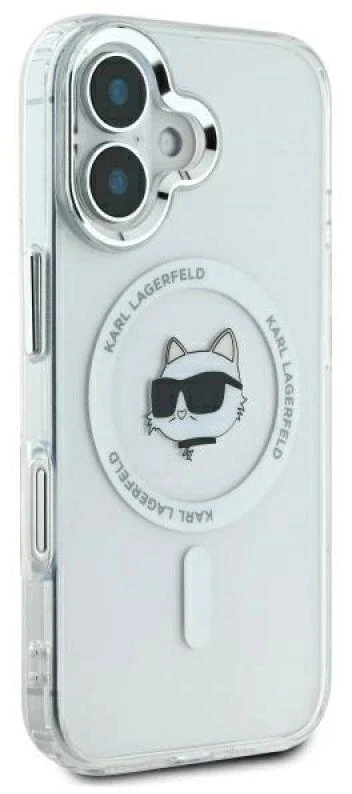 Karl Lagerfeld KLHMP16MHLSCHH Apple iPhone 16 Plus 6.7″ baltos spalvos kietas dėklas IML Metal Choupette Head MagSa