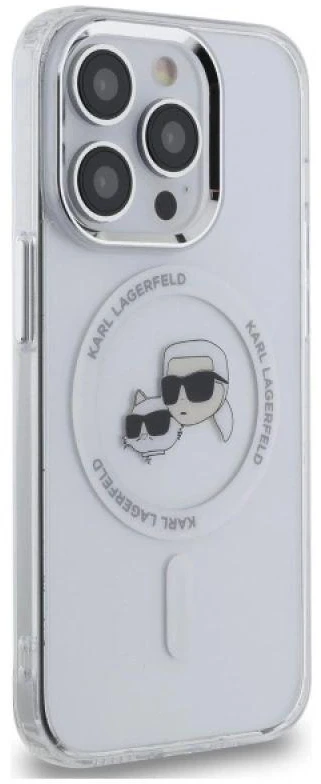 Karl Lagerfeld KLHMP14XHLSKCH Apple iPhone 14 Pro Max 6.7″ baltos spalvos kietas dėklas IML Metal Karl&Choupette He