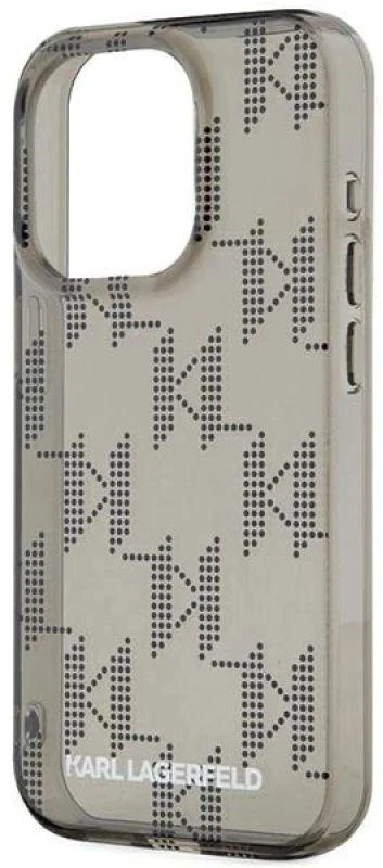 Karl Lagerfeld KLHCP15LHKDPNSK Apple iPhone 15 Pro 6.1″ juodos spalvos kietas dėklas IML Mono KL Pattern & Cord