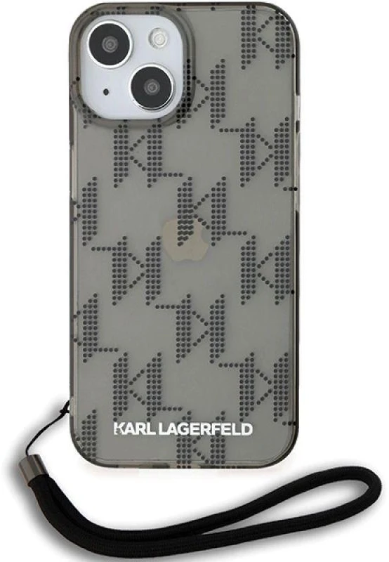 Karl Lagerfeld KLHCP15SHKDPNSK Apple iPhone 15 / 14 / 13 6.1″ juodos spalvos kietas dėklas IML Mono KL Pattern & C