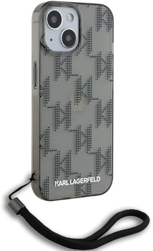 Karl Lagerfeld KLHCP15SHKDPNSK Apple iPhone 15 / 14 / 13 6.1″ juodos spalvos kietas dėklas IML Mono KL Pattern & C