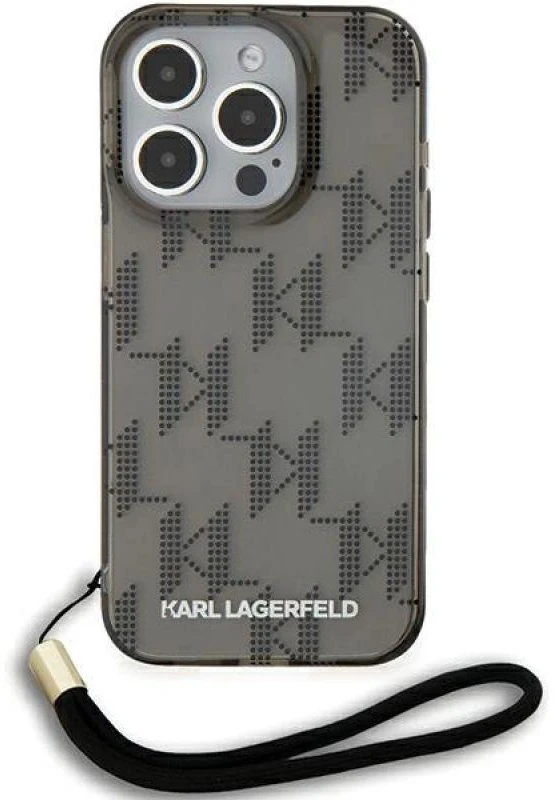 Karl Lagerfeld KLHCP15XHKDPNSK Apple iPhone 15 Pro Max 6.7″ juodos spalvos kietas dėklas IML Mono KL Pattern & Cor