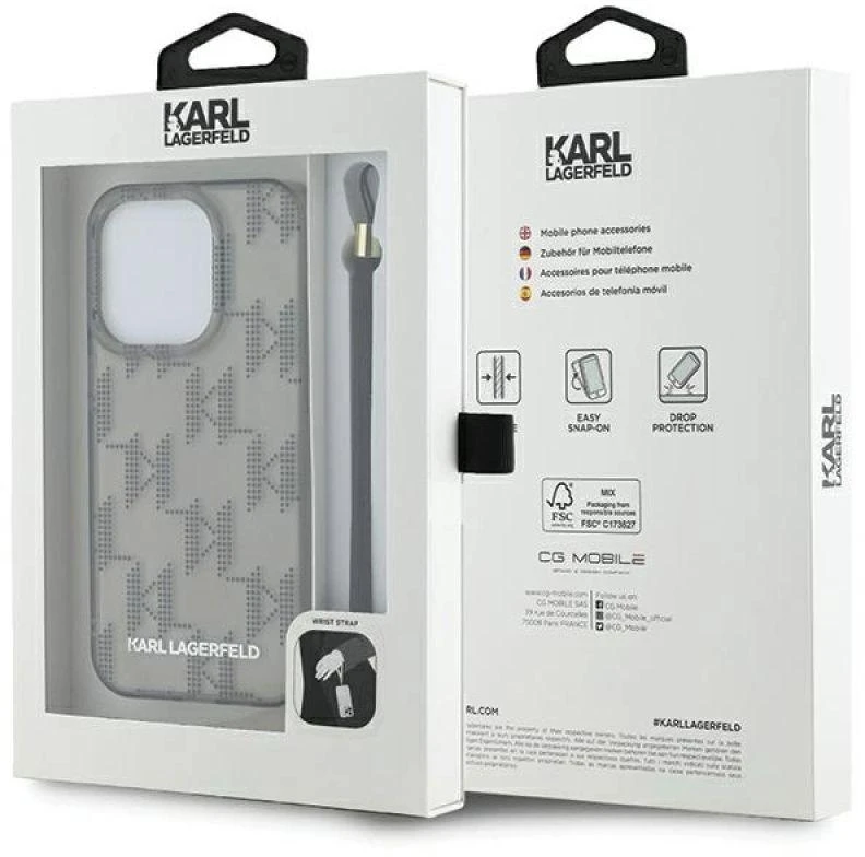 Karl Lagerfeld KLHCP15XHKDPNSK Apple iPhone 15 Pro Max 6.7″ juodos spalvos kietas dėklas IML Mono KL Pattern & Cor