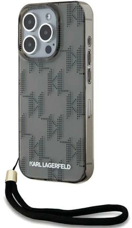 Karl Lagerfeld KLHCP15XHKDPNSK Apple iPhone 15 Pro Max 6.7″ juodos spalvos kietas dėklas IML Mono KL Pattern & Cor