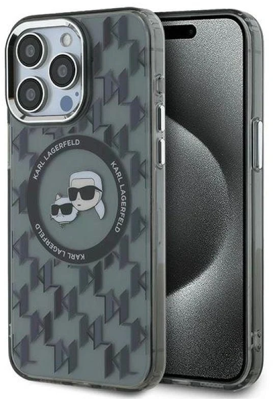 Dėklas Karl Lagerfeld KLHMP15XHMCKMHK Apple iPhone 15 Pro Max 6.7″ juodos spalvos IML Monogram Karl&Choupette Head M