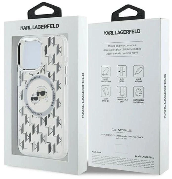 Dėklas Karl Lagerfeld KLHMP15LHMCKMHT Apple iPhone 15 Pro 6.1 skaidrus IML Monogram Karl&Choupet