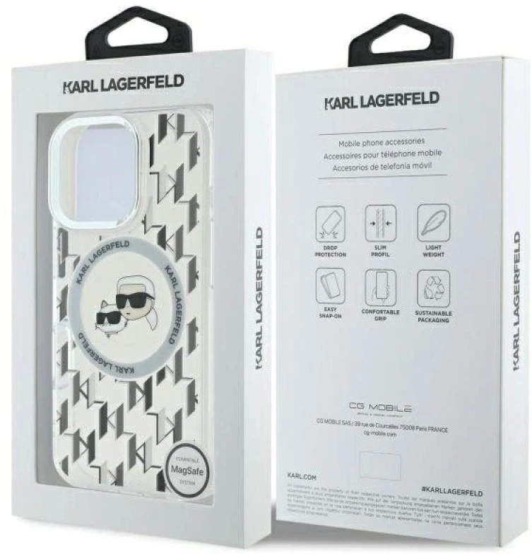 Dėklas Karl Lagerfeld KLHMP16LHMCKMHT Apple iPhone 16 Pro 6.3" skaidrus IML Monogram Karl&Choupet