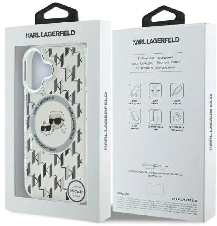 Dėklas Karl Lagerfeld KLHMP16SHMCKMHT Apple iPhone 16 6.1″ skaidrus IML Monogram Karl&Choupette H