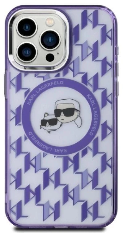Dėklas Karl Lagerfeld KLHMP15XHMCKMHU Apple iPhone 15 Pro Max 6.7″ violetinės spalvos IML Monogram Karl&Choupette He