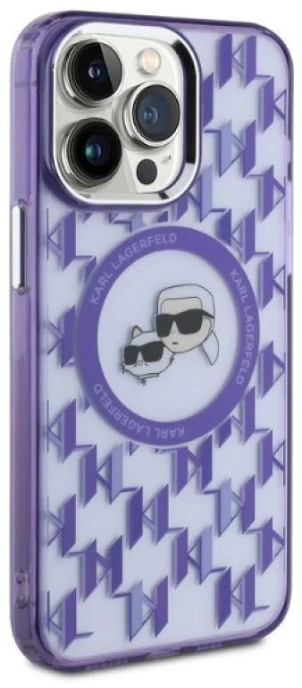 Dėklas Karl Lagerfeld KLHMP15XHMCKMHU Apple iPhone 15 Pro Max 6.7″ violetinės spalvos IML Monogram Karl&Choupette He