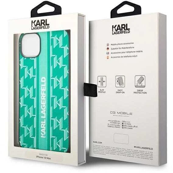 Dėklas Karl Lagerfeld KLHCP14SPGKLSKN iPhone 14 6.1 "hardcase žalias / žalias Monogram Stripe