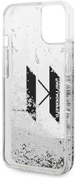 Karl Lagerfeld Liquid Glitter Big KL dėklas iPhone 14 telefonui - sidabrinis