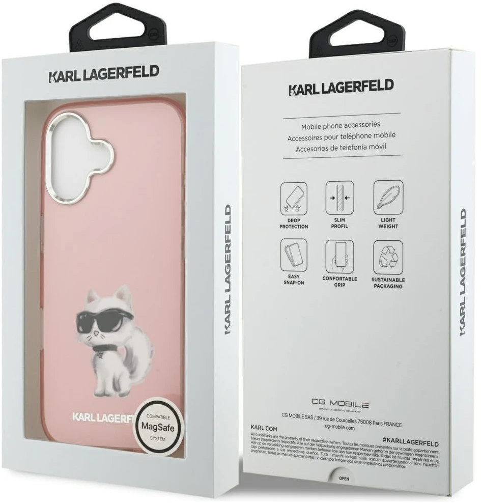 Karl Lagerfeld IML Aquarelle Choupette & Logo MagSafe - dėklas skirtas Apple iPhone 17 pink