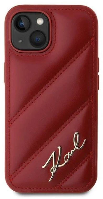 Karl Lagerfeld KLHCP15SPQDSMGR Apple iPhone 15/ 14 / 13 6.1″ red kietas dėklas Diagonal Quilted Script