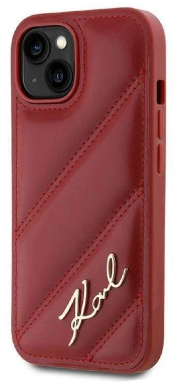 Karl Lagerfeld KLHCP15SPQDSMGR Apple iPhone 15/ 14 / 13 6.1″ red kietas dėklas Diagonal Quilted Script