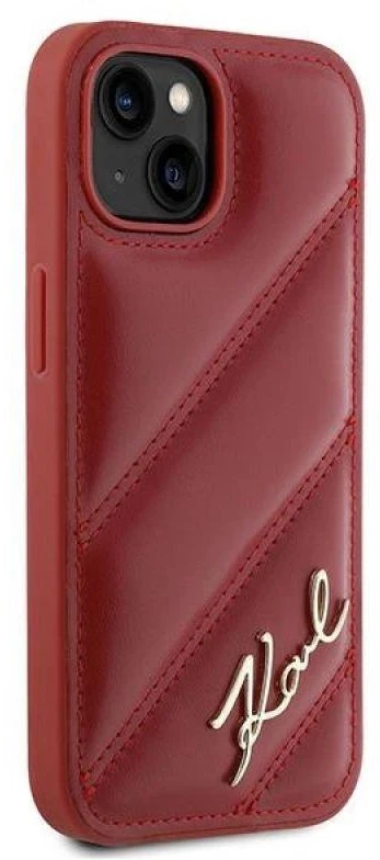 Karl Lagerfeld KLHCP15SPQDSMGR Apple iPhone 15/ 14 / 13 6.1″ red kietas dėklas Diagonal Quilted Script
