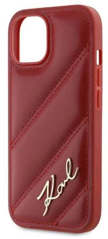 Karl Lagerfeld KLHCP15SPQDSMGR Apple iPhone 15/ 14 / 13 6.1″ red kietas dėklas Diagonal Quilted Script