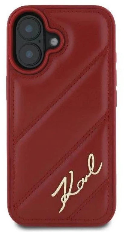 Karl Lagerfeld KLHCP16SPQDSMGR Apple iPhone 16 6.1″ red kietas dėklas Quilted Signature