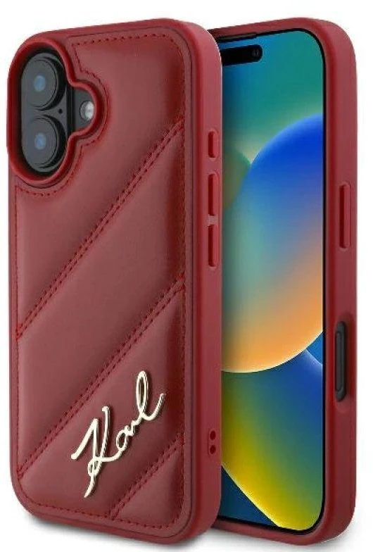 Karl Lagerfeld KLHCP16SPQDSMGR Apple iPhone 16 6.1″ red kietas dėklas Quilted Signature