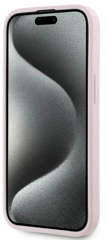 Karl Lagerfeld KLHCP14SPQDSMGP Apple iPhone 14 / 15 / 13 6.1″ rožinės spalvos kietas dėklas Diagonal Quilted Script