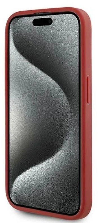 Karl Lagerfeld KLHCP15LPQDSMGR Apple iPhone 15 Pro 6.1″ red kietas dėklas Diagonal Quilted Script