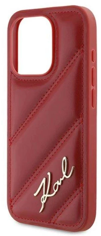 Karl Lagerfeld KLHCP15LPQDSMGR Apple iPhone 15 Pro 6.1″ red kietas dėklas Diagonal Quilted Script