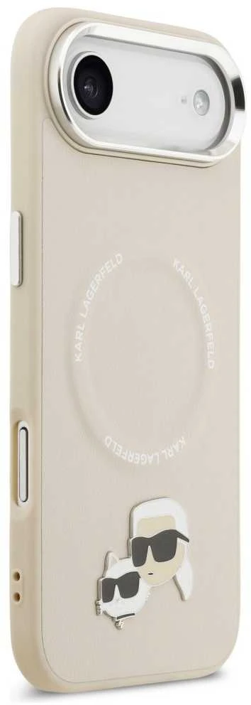 Karl Lagerfeld Karl & Choupette Pins MagSafe dėklas skirtas Apple iPhone Air rusvai gelsvas