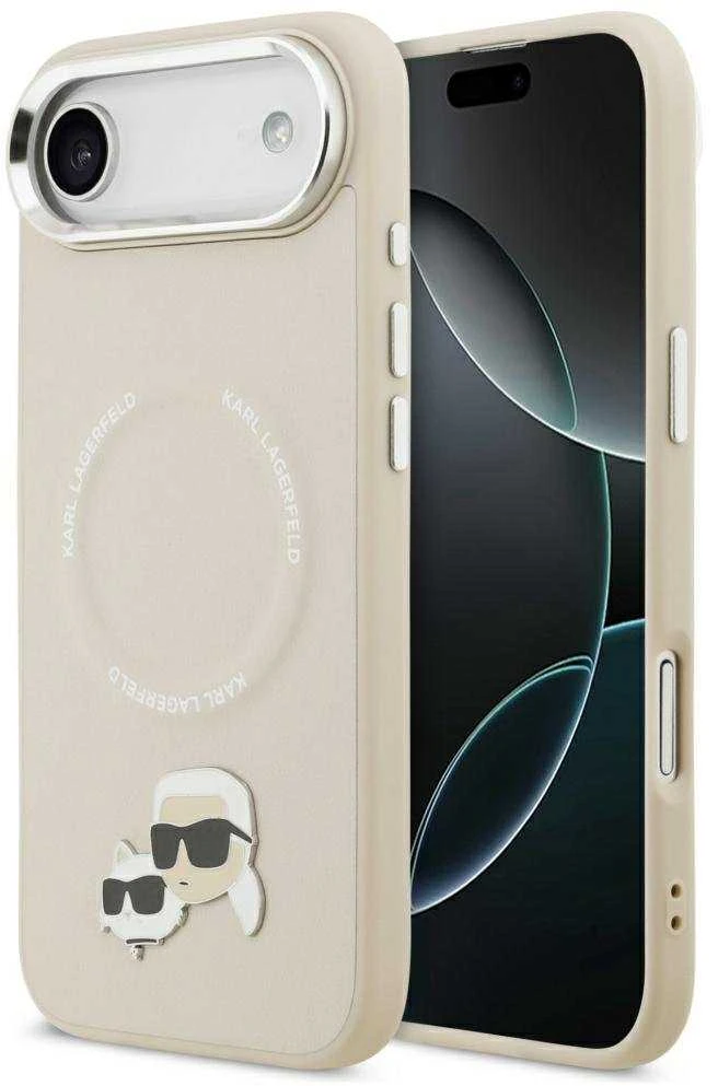Karl Lagerfeld Karl & Choupette Pins MagSafe dėklas skirtas Apple iPhone Air rusvai gelsvas