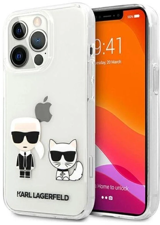 Karl Lagerfeld KLHCP13XCKTR Apple iPhone 13 Pro Max 6,7″ kietas dėklas skaidrus Karl & Choupette