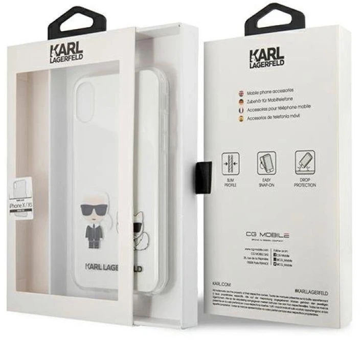 Karl Lagerfeld KLHCI65CKTR Apple iPhone Xs Maxkietas dėklas skaidrus Karl & Choupette