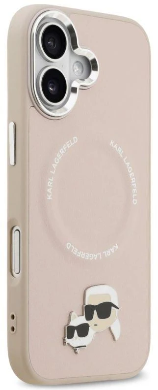 Karl Lagerfeld Karl & Choupette Pins MagSafe dėklas skirtas Apple iPhone 17 rožinės spalvos