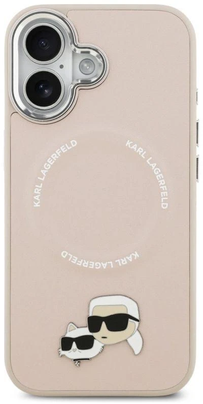 Karl Lagerfeld Karl & Choupette Pins MagSafe dėklas skirtas Apple iPhone 17 rožinės spalvos