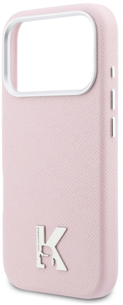 Karl Lagerfeld dėklas, skirtas IPHONE 17 Pro Max, suderinamas su MagSafe KLHMP17X5PGFKHGP (PU FW W/ KHead logotipu), rožinis