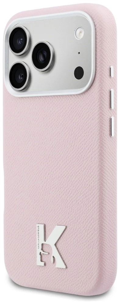 Karl Lagerfeld dėklas, skirtas IPHONE 17 Pro Max, suderinamas su MagSafe KLHMP17X5PGFKHGP (PU FW W/ KHead logotipu), rožinis