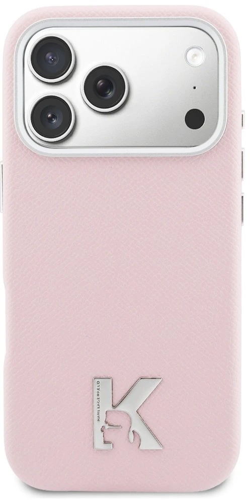 Karl Lagerfeld dėklas, skirtas IPHONE 17 Pro Max, suderinamas su MagSafe KLHMP17X5PGFKHGP (PU FW W/ KHead logotipu), rožinis
